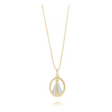 Colar Cordão Nossa Senhora Aparecida Feminino Folheado Ouro
