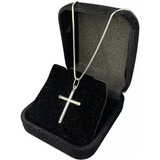 Colar Cordão Prata 925 Corrente Veneziana Pingente Cruz Cor Prata 925 Legítima Pingente