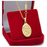 Colar Corrente Cordão Pingente São Jorge Banhado A Ouro 18k