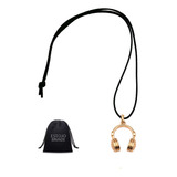 Colar Corrente Dj Fone De Ouvido Cordão Preto De Couro