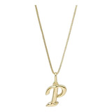 Colar Corrente Letra Lisa Inicial Presente Banhado Ouro 18k Cor Dourado P