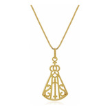 Colar Corrente Nossa Senhora Aparecida Banhado Ouro 18k Cor Dourado