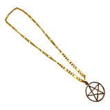 Colar Corrente Pingente Pentagrama 3cm Dourado