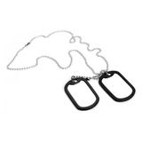 Colar Corrente Placa Lisa Dog Tag Lisa Aço Com Silenciadores