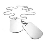 Colar Corrente Placa Lisa Dog Tag Sem Licenciadores Aço Inox
