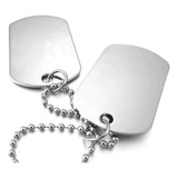 Colar Corrente Placa Sem Identificação Exército Dog Tag Aço