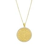 Colar Corrente Veneziana Com 45cm Banhada A Ouro 18k Com Pingente De Medalha Com Oração Do Pai Nosso Gravado Cravejado Em Micro Pedras De Zirconia