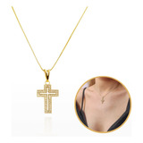 Colar Correntinha Com Pingente Cruz Crucifixo Folheado Ouro