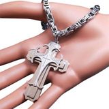 Colar Crucifixo Camada Corrente Bizantina De Aço Inoxidável