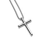 Colar Crucifixo Prata Masculino Corrente Em Aço Inoxidável Pingente Cruz Cordão Religioso
