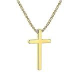 Colar Cruz Dourada Premium Em Aço Inox 316 Para Presente Cordão Masculino Crucifixo
