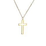 Colar Cruz Vazada Masculino E Feminino Aço Inox Dourado Para Presente