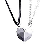 Colar De Casal Coração Preto Prata Magnetico Masculino Feminino Luxo Para Namorados Casais E Amigos Simboliza O Amor E A União Presente Elegante PREMIUM DUPIN