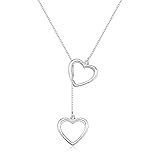 Colar De Coração Entrelaçado Gravatinha Prata 60cm Corrente Feminino