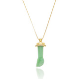 Colar De Pedra Natural E Zircônia Figa Patuá Folheado A Ouro