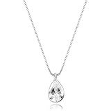 Colar De Prata 925 Feminino Ponto De Luz Em Gota Corrente Veneziana 45 Cm