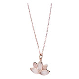 Colar De Prata 925 Pingente Flor De Lotus Quartz Ouro Rose