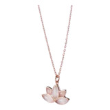 Colar De Prata 925 Pingente Flor De Lotus Quartz Ouro Rose