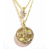 Colar Duplo Letras Flor De Lis Pedagogia Folheado A Ouro 18k