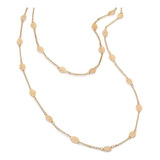 Colar Duplo Rommanel Folheado Ouro 18k Folhas Vazadas Lindo 531123 Cor Dourado
