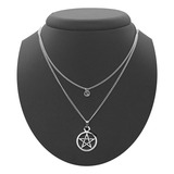 Colar Duplo Wicca Gótico Pentagrama Estrela Supernatural