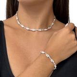 Colar E Pulseira Búzios A Prata 925 Antialérgico