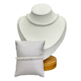 Colar E Pulseira Riviera Cristal A Prata 925 Antialérgico