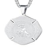 Colar FaithHeart Saint Florian Aço Inoxidável Banhado A Ouro Pingente De São Floriano Medalha De Escudo De Bombeiro Padroeiro De São Patrício Para Bombeiros Envie Caixa De Presente Prata