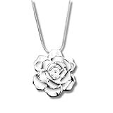 Colar Feminino Banhado A Prata 925 Flor De Cerejeira Bolsa De Veludo