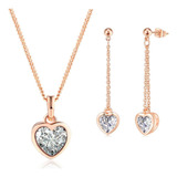 Colar Feminino Brinco Folheado Ouro 18 Cristal Swarovski 757