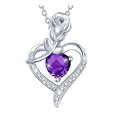 Colar Feminino Com Pingente De Diamante De Coração Rosa S Fa