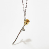 Colar Feminino Com Pingente Rosa Prata 925 Em Ouro 18k