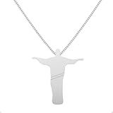 Colar Feminino Cristo Redentor Liso Prata Hipoalergênica