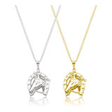 Colar Feminino De Ferradura Cavalo Folheado Aço Inox Prata