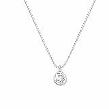 Colar Feminino De Prata 925 Legítima Ponto De Luz Redondo Em Zircônia Corrente Veneziana 45 Cm