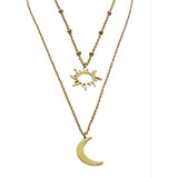Colar Feminino Duplo Lua Em Aço Inoxidável