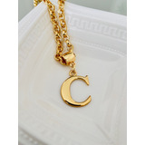 Colar Feminino Elo Portugues 6mm Com Letra Folheados A Ouro