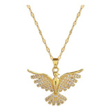 Colar Feminino Fênix Pingente Dourado Cravejado Zircônias