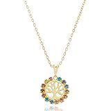 Colar Feminino Pingente Árvore Da Vida Folheado Cor Ouro 18k Cordão Corrente Dourado Presente