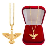 Colar Feminino Pingente Pomba Da Paz Divino Folheado A Ouro Cor Dourado