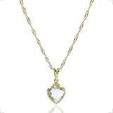 COLAR FEMININO PONTO DE LUZ CORAÇÃO BANHADO OURO JROMERO ARTIGOS COR TRANSPARENTE