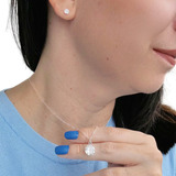 Colar Feminino Ponto De Luz E Brincos Prata 925 Caixinha