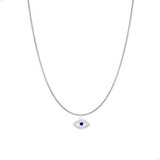 Colar Feminino Prata 925 Com Pingente Olho Grego Cravejado