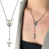 Colar Feminino Terço Nossa Senhora De Aparecida Aço Inox