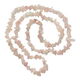 Colar Fio Cascalho Pedra Natural Quartzo Rosa Amor
