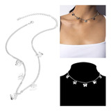 Colar Gargantilha Borboleta Dourado E Prata E girl Choker