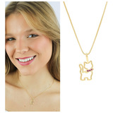 Colar Gato Pedras Presente Pet Semi Joias Banhado Ouro 18k Cor Rosa
