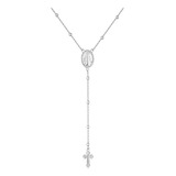 Colar Gravata Terço Maria Prata 925 Legítima Eternal Joias