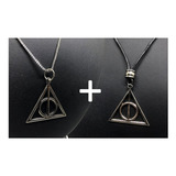 Colar Harry Potter Prateado Aço E Cordão Relíquia Da Morte