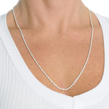 Colar Longo Feminino Cordão Baiano Banhado A Prata 925 60cm